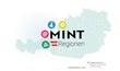 Umriss Österreichs mit dem Logo des MINT-Regionen-Siegels darüber