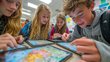 Schüler:innen lernen an Tablett