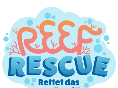 Schriftzug "Reef Rescue. Rettet das Korallenriff"